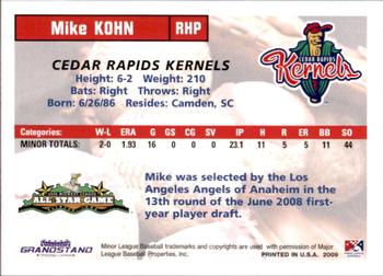 2009 Grandstand Midwest League Western Division All-Stars #NNO Mike Kohn Back