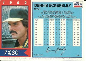 1992 Diet Pepsi #7 Dennis Eckersley Back