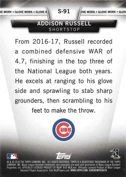2018 Topps - Topps Salute Blue (Series Two) #S-91 Addison Russell Back