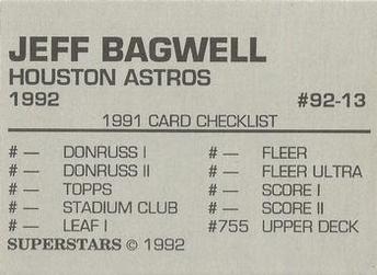 1992 Superstars Magazine (unlicensed) #92-13 Jeff Bagwell Back