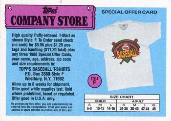 1988 Topps - Topps Company Store #NNO Style F Tee Shirt Offer Front