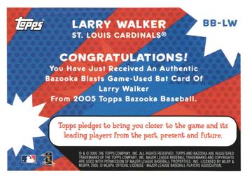 2005 Bazooka - Blasts Bat Relics #BB-LW Larry Walker Back