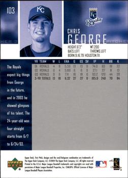 2004 Upper Deck First Pitch #103 Chris George Back