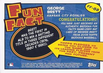 2005 Bazooka - Fun Facts Relics #FF-GB George Brett Back