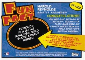 2005 Bazooka - Fun Facts Relics #FF-HR Harold Reynolds Back