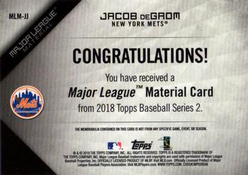2018 Topps - Major League Material Relics (Series 2) #MLM-JJ Jacob deGrom Back
