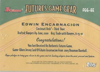 2005 Bowman - Futures Game Gear Jersey Relics #FGG-EE Edwin Encarnacion Back