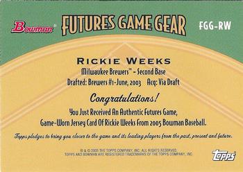 2005 Bowman - Futures Game Gear Jersey Relics #FGG-RW Rickie Weeks Back