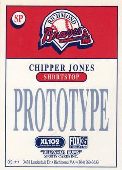 1993 Bleacher Bums Richmond Braves #SP Chipper Jones Back