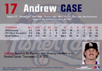 2018 Grandstand New Hampshire Fisher Cats #NNO Andrew Case Back