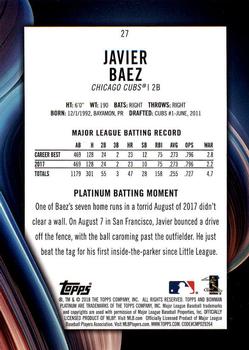 2018 Bowman Platinum #27 Javier Baez Back