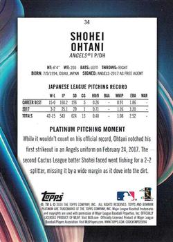 2018 Bowman Platinum #34 Shohei Ohtani Back