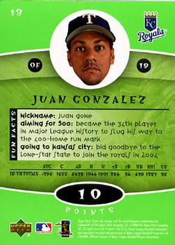 2004 Upper Deck Power Up #13 Juan Gonzalez Back