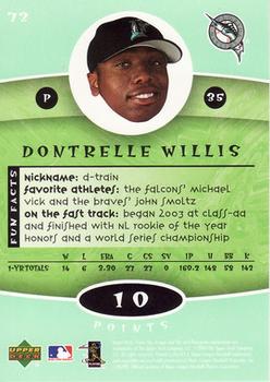 2004 Upper Deck Power Up #72 Dontrelle Willis Back