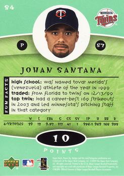 2004 Upper Deck Power Up #84 Johan Santana Back