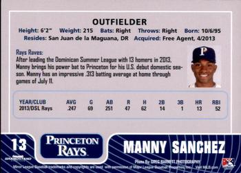 2014 Grandstand Princeton Rays #NNO Manny Sanchez Back