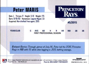 2015 Grandstand Princeton Rays #NNO Peter Maris Back