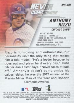 2018 Stadium Club - Never Compromise Red #NC-AR Anthony Rizzo Back