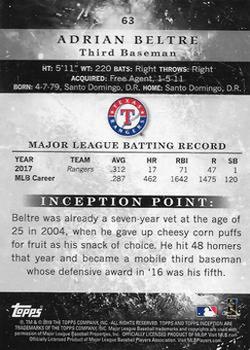 2018 Topps Inception - Red #63 Adrian Beltre Back