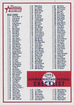 2005 Bowman Heritage - Checklist #1 Checklist: 1-290 Front