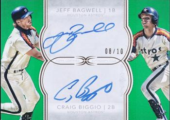 2018 Topps Definitive Collection - Dual Autograph Collection Green #DAC-BB Craig Biggio / Jeff Bagwell Front