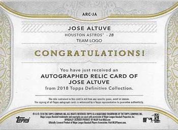 2018 Topps Definitive Collection - Red Team Logo #ARC-JA Jose Altuve Back