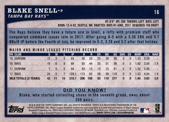 2018 Topps Big League - Gold #16 Blake Snell Back