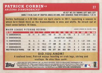 2018 Topps Big League - Gold #27 Patrick Corbin Back