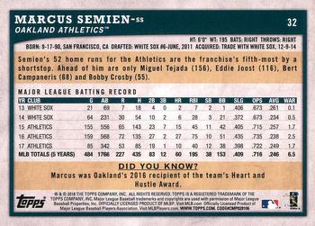 2018 Topps Big League - Gold #32 Marcus Semien Back