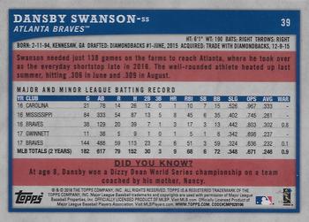 2018 Topps Big League - Gold #39 Dansby Swanson Back