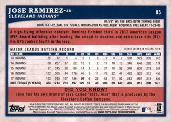 2018 Topps Big League - Gold #85 Jose Ramirez Back