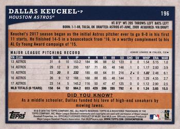 2018 Topps Big League - Gold #196 Dallas Keuchel Back