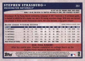 2018 Topps Big League - Gold #251 Stephen Strasburg Back
