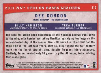 2018 Topps Big League - Gold #313 2017 NL Stolen Bases Leaders (Dee Gordon / Billy Hamilton / Trea Turner) Back