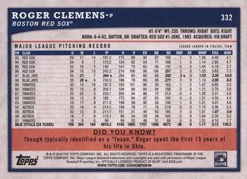 2018 Topps Big League - Gold #332 Roger Clemens Back