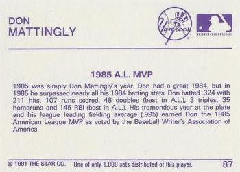 1991 Star Platinum #87 Don Mattingly Back