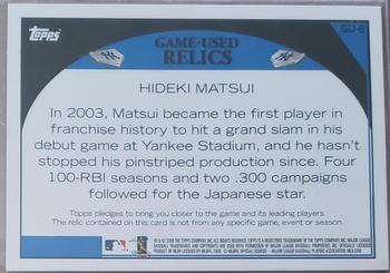 2009 Topps Yankee Stadium Opening Day - Game Used Relics #GU-8 Hideki Matsui Back