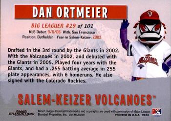 2018 Grandstand Salem-Keizer Volcanoes 20 Years of Success #29 Dan Ortmeier Back