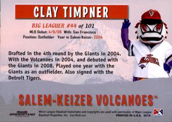 2018 Grandstand Salem-Keizer Volcanoes 20 Years of Success #44 Clay Timpner Back