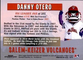2018 Grandstand Salem-Keizer Volcanoes 20 Years of Success #68 Danny Otero Back