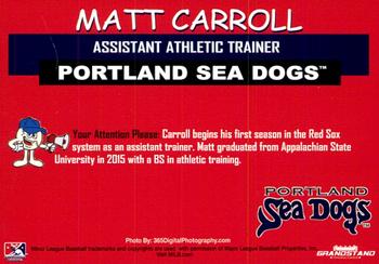 2018 Grandstand Portland Sea Dogs #NNO Matt Carroll Back