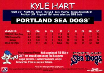 2018 Grandstand Portland Sea Dogs #NNO Kyle Hart Back