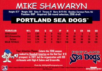 2018 Grandstand Portland Sea Dogs #NNO Mike Shawaryn Back