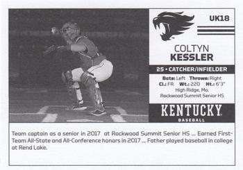 2018 Kentucky Wildcats #UK18 Coltyn Kessler Back