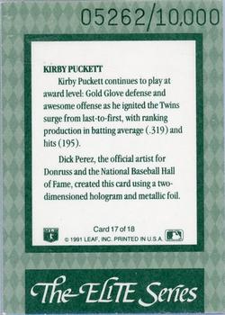 1992 Donruss - The Elite Series #17 Kirby Puckett Back