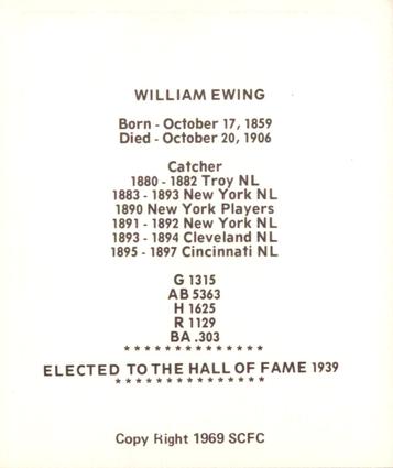 1969 Sports Cards for Collectors Series 2 #69 Buck Ewing Back