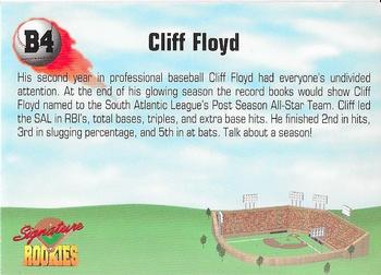 1994 Signature Rookies - Cliff Floyd Promos #B4 Cliff Floyd Back