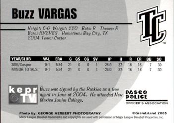 2005 Grandstand Tri-City Dust Devils #18 Buzz Vargas Back