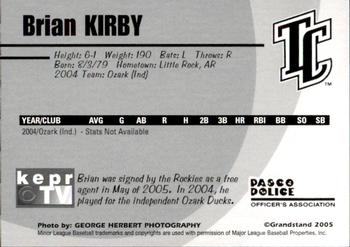 2005 Grandstand Tri-City Dust Devils #27 Brian Kirby Back