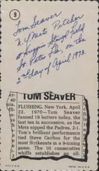 1974 Topps Deckle - White Backs #9 Tom Seaver Back